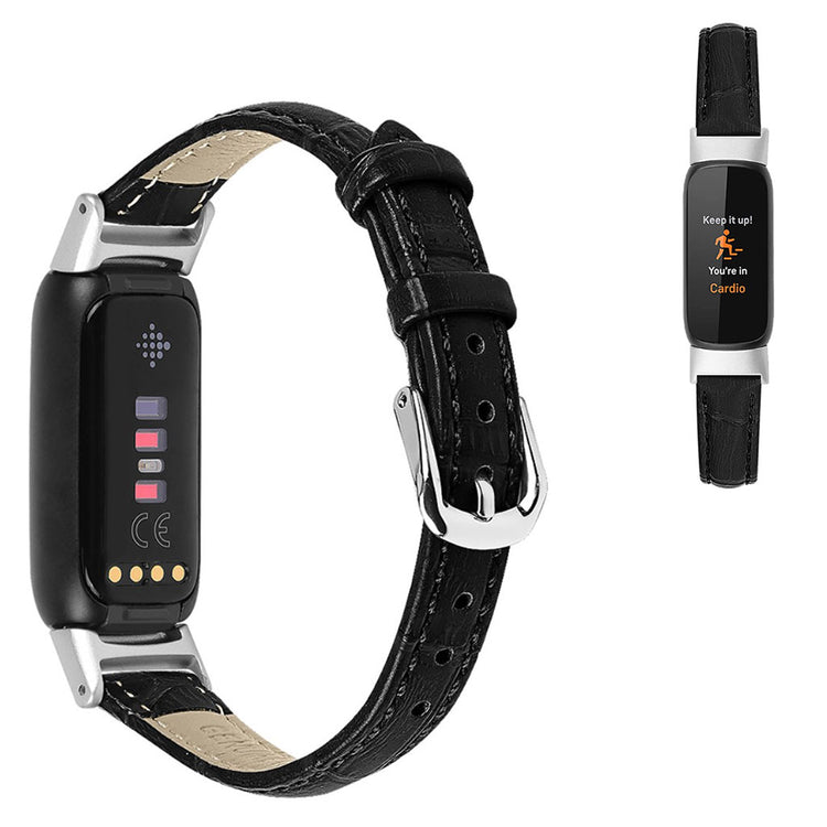 Vildt elegant Fitbit Luxe Ægte læder Rem - Sort#serie_2