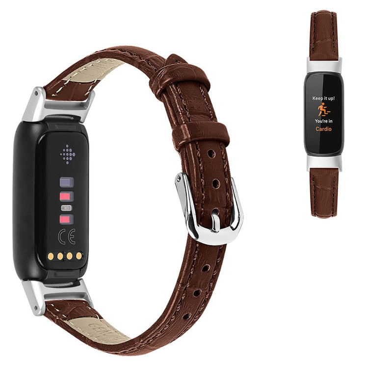 Vildt elegant Fitbit Luxe Ægte læder Rem - Brun#serie_5