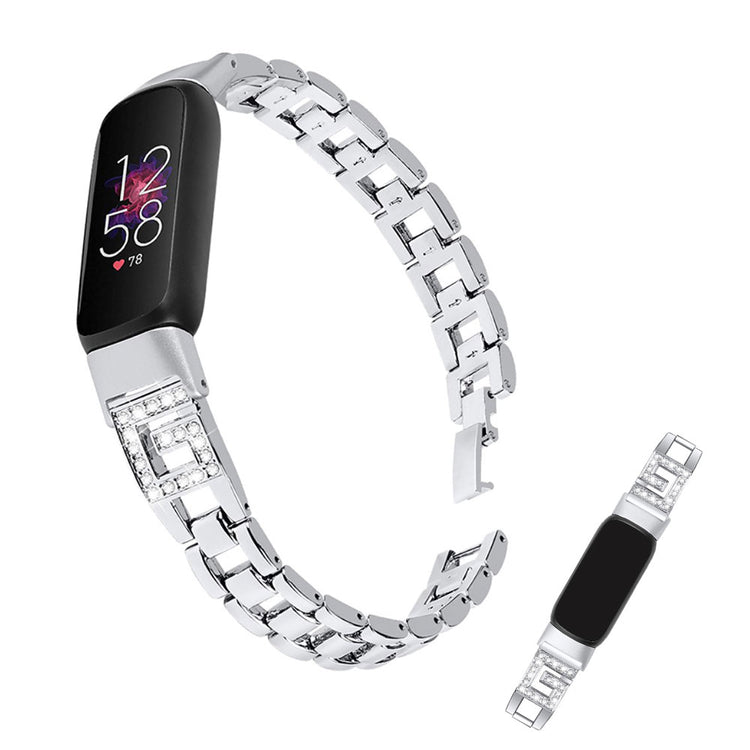 Vildt cool Fitbit Luxe Metal og Rhinsten Rem - Sølv#serie_3