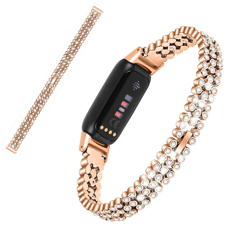 Fremragende Fitbit Luxe Metal og Rhinsten Rem - Pink#serie_2