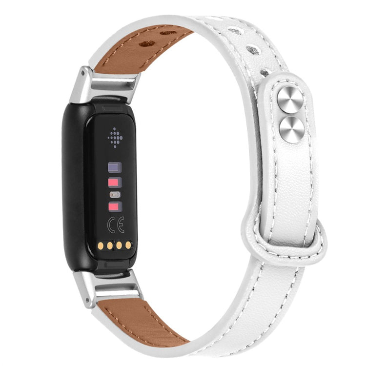 Stilfuld Fitbit Luxe Ægte læder Rem - Hvid#serie_1