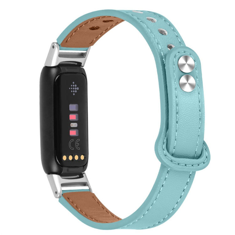 Stilfuld Fitbit Luxe Ægte læder Rem - Blå#serie_10