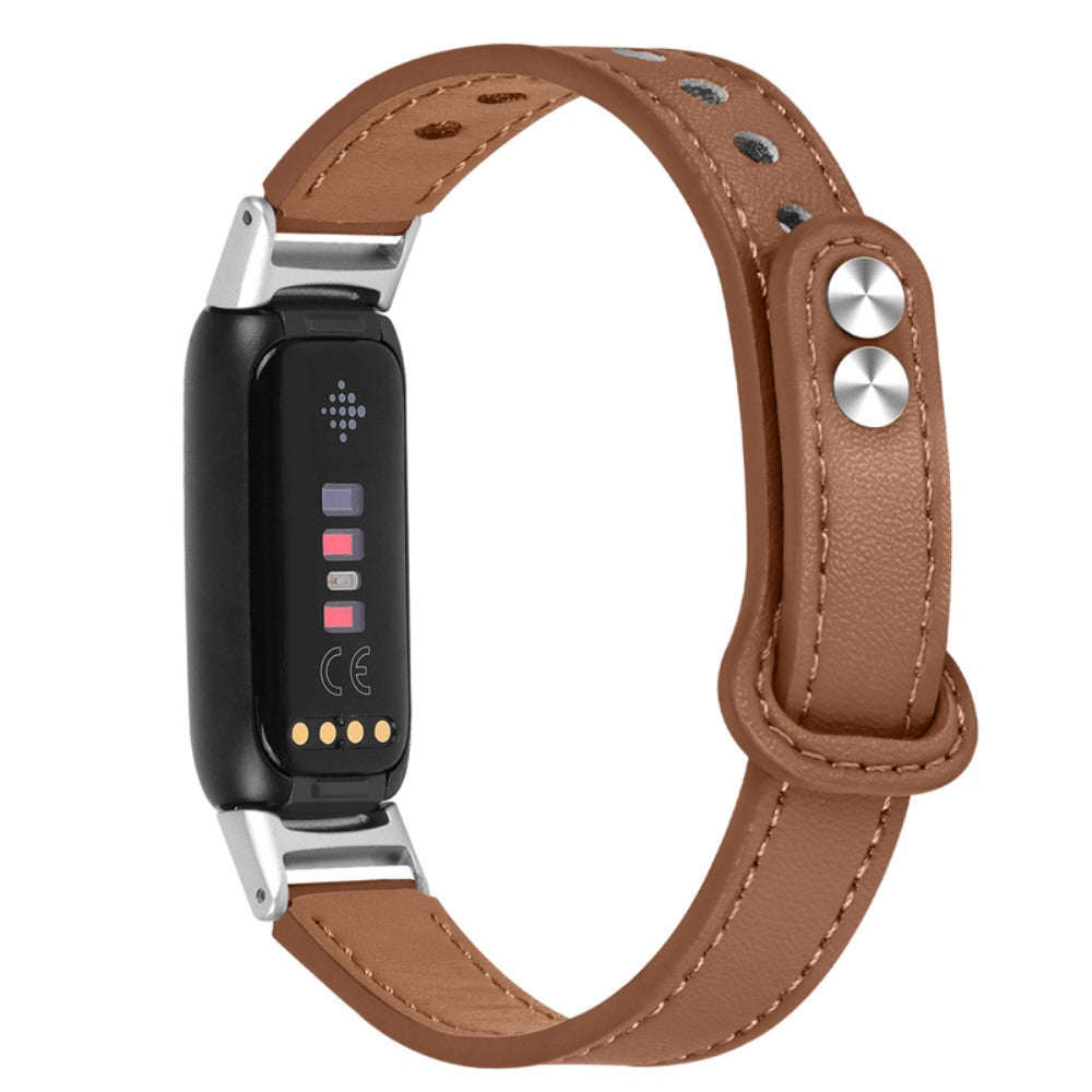 Stilfuld Fitbit Luxe Ægte læder Rem - Brun#serie_11