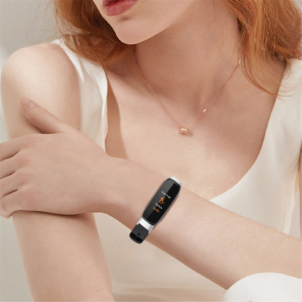 Meget nydelig Fitbit Luxe Ægte læder Urrem - Sort#serie_2