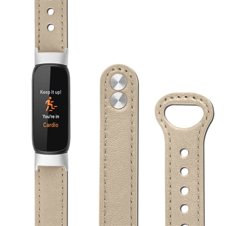 Meget nydelig Fitbit Luxe Ægte læder Urrem - Beige#serie_3