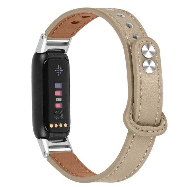 Stilfuld Fitbit Luxe Ægte læder Rem - Beige#serie_3