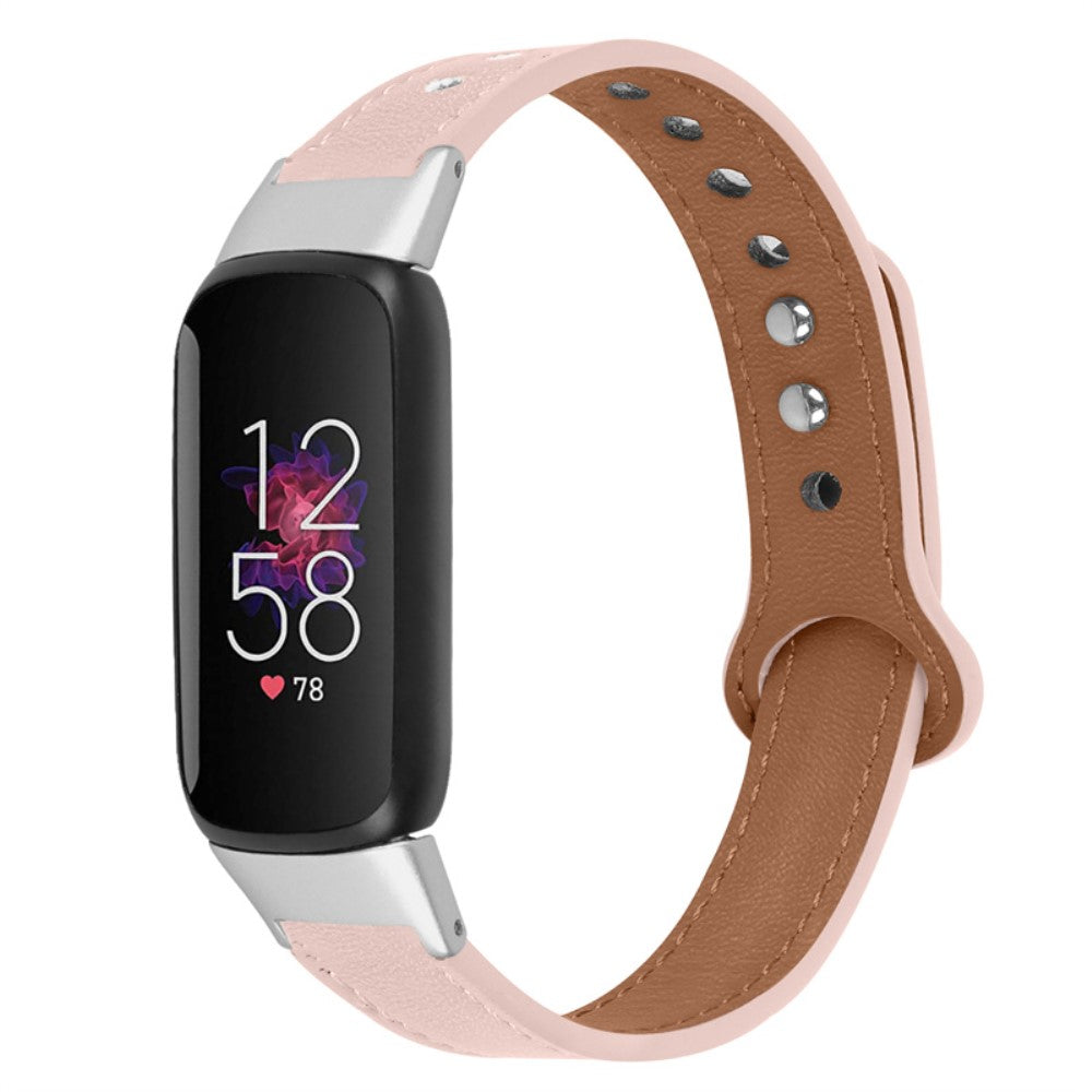 Meget nydelig Fitbit Luxe Ægte læder Urrem - Pink#serie_4