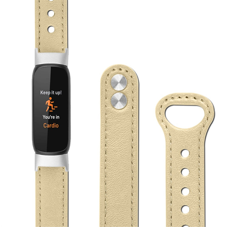 Meget nydelig Fitbit Luxe Ægte læder Urrem - Beige#serie_5