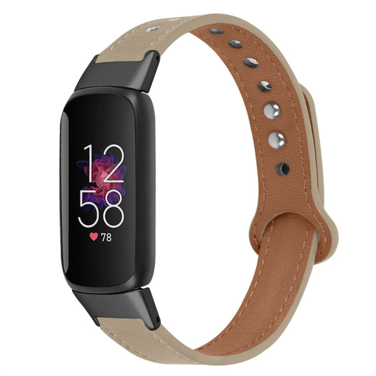 Rigtigt fint Fitbit Luxe Ægte læder Urrem - Beige#serie_3