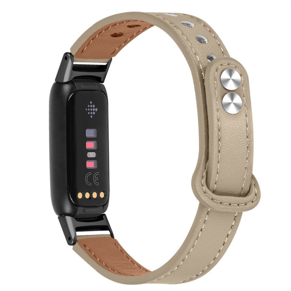 Vildt skøn Fitbit Luxe Ægte læder Rem - Beige#serie_3