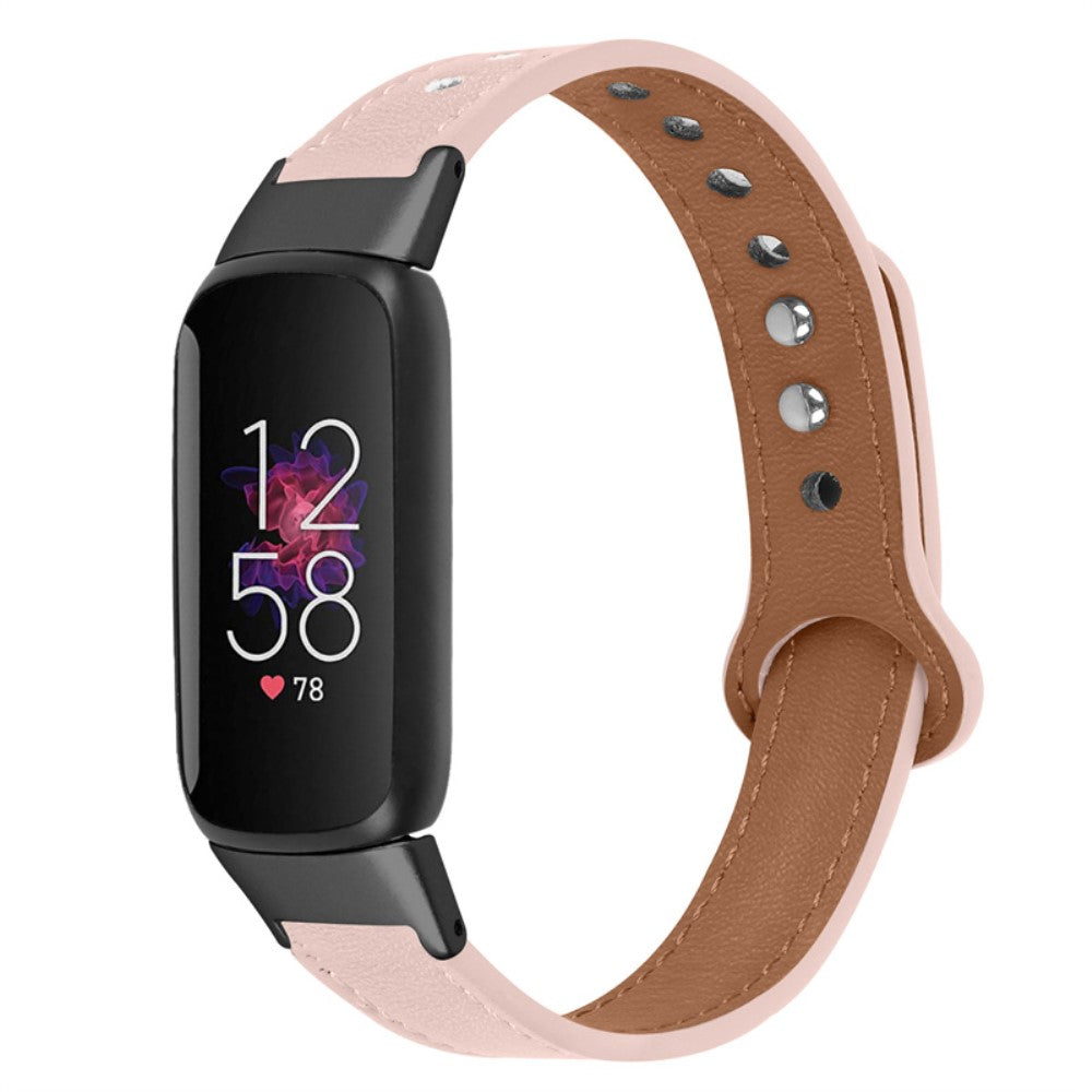 Rigtigt fint Fitbit Luxe Ægte læder Urrem - Pink#serie_4