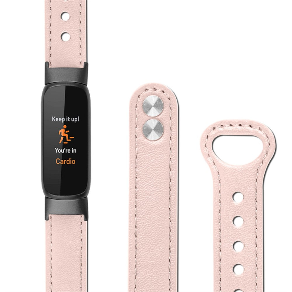 Rigtigt fint Fitbit Luxe Ægte læder Urrem - Pink#serie_4