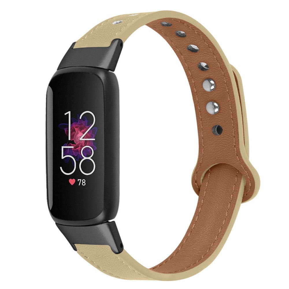 Rigtigt fint Fitbit Luxe Ægte læder Urrem - Beige#serie_5