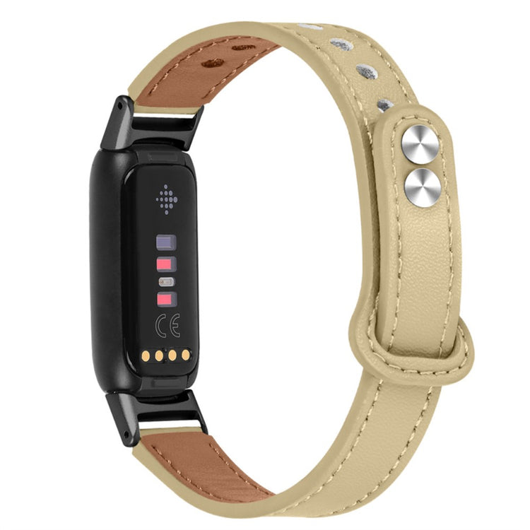 Vildt skøn Fitbit Luxe Ægte læder Rem - Beige#serie_5