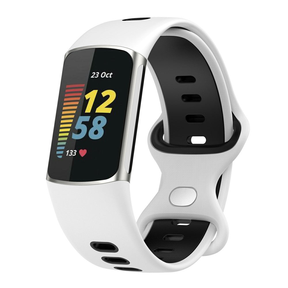 Rigtigt rart Fitbit Charge 5 Silikone Urrem - Hvid#serie_2