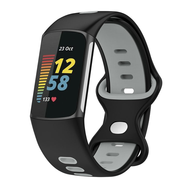 Rigtigt rart Fitbit Charge 5 Silikone Urrem - Sort#serie_5