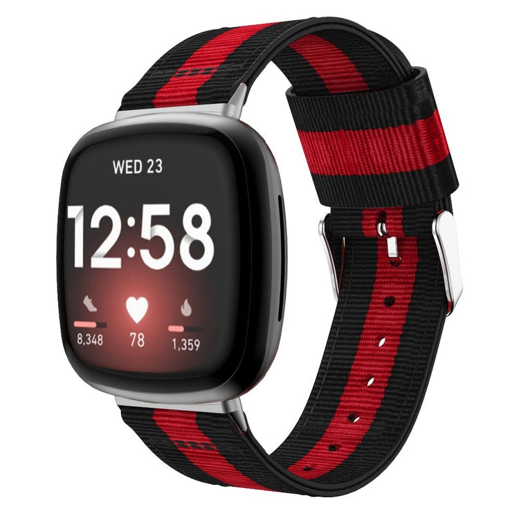 Helt vildt kønt Fitbit Sense 2 / Fitbit Versa 4 Nylon Rem - Sort#serie_1