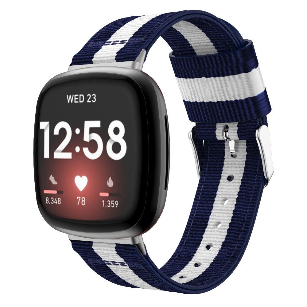 Helt vildt kønt Fitbit Sense 2 / Fitbit Versa 4 Nylon Rem - Blå#serie_4