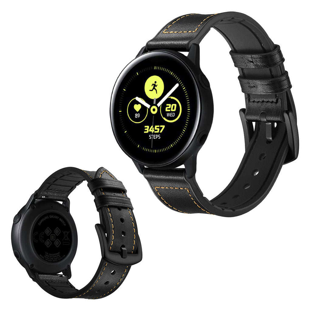 Fed Garmin Vivoactive 3 / Garmin Vivomove HR Ægte læder Rem - Sort#serie_1