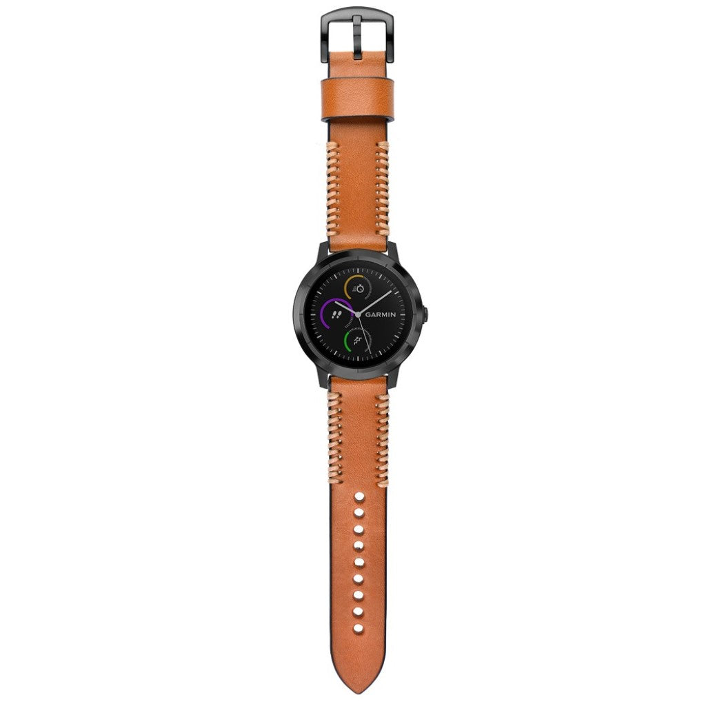 Fed Garmin Vivoactive 3 / Garmin Vivomove HR Ægte læder Rem - Brun#serie_2