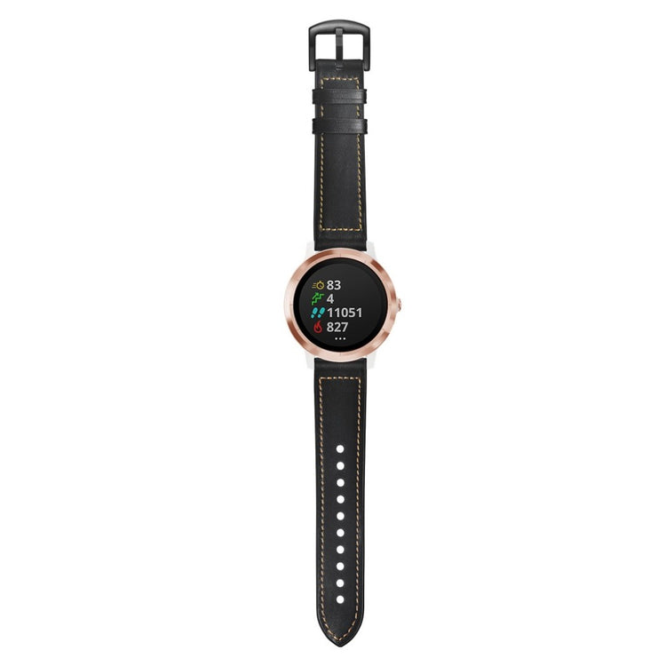 Fed Garmin Vivoactive 3 / Garmin Vivomove HR Ægte læder Rem - Sort#serie_1