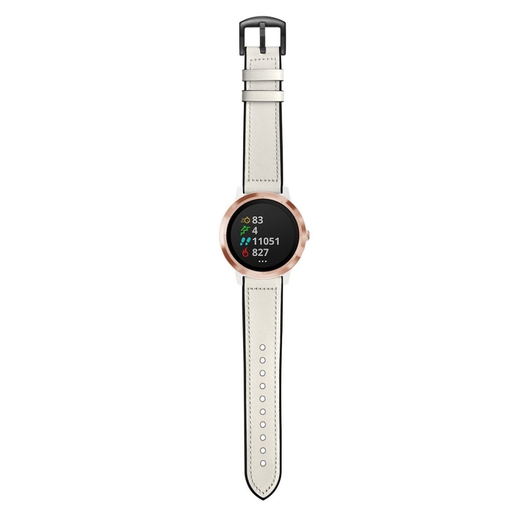 Fed Garmin Vivoactive 3 / Garmin Vivomove HR Ægte læder Rem - Hvid#serie_2