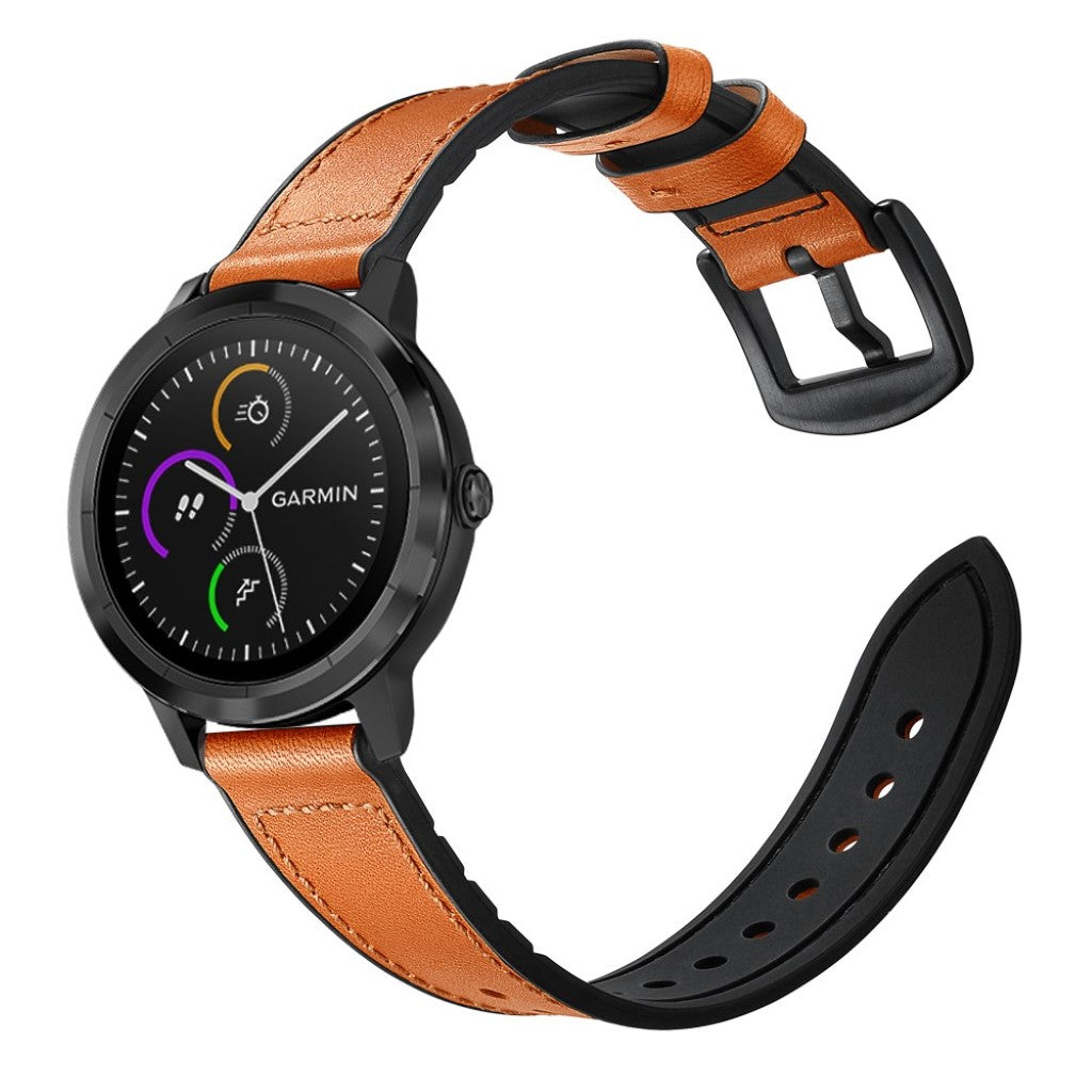 Fed Garmin Vivoactive 3 / Garmin Vivomove HR Ægte læder Rem - Brun#serie_3