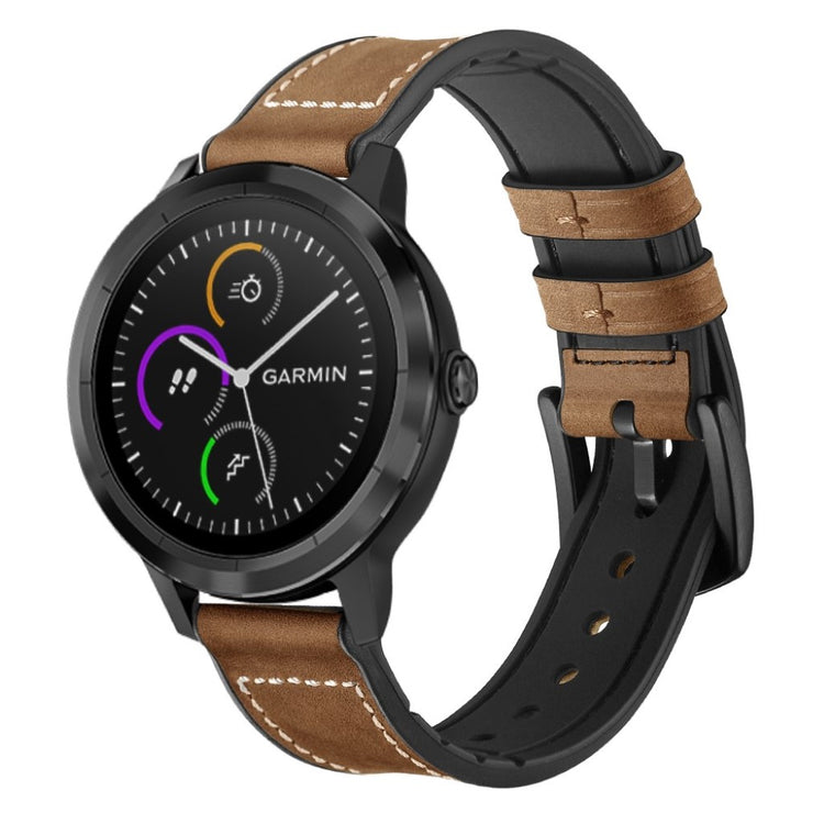 Fed Garmin Vivoactive 3 / Garmin Vivomove HR Ægte læder Rem - Brun#serie_4