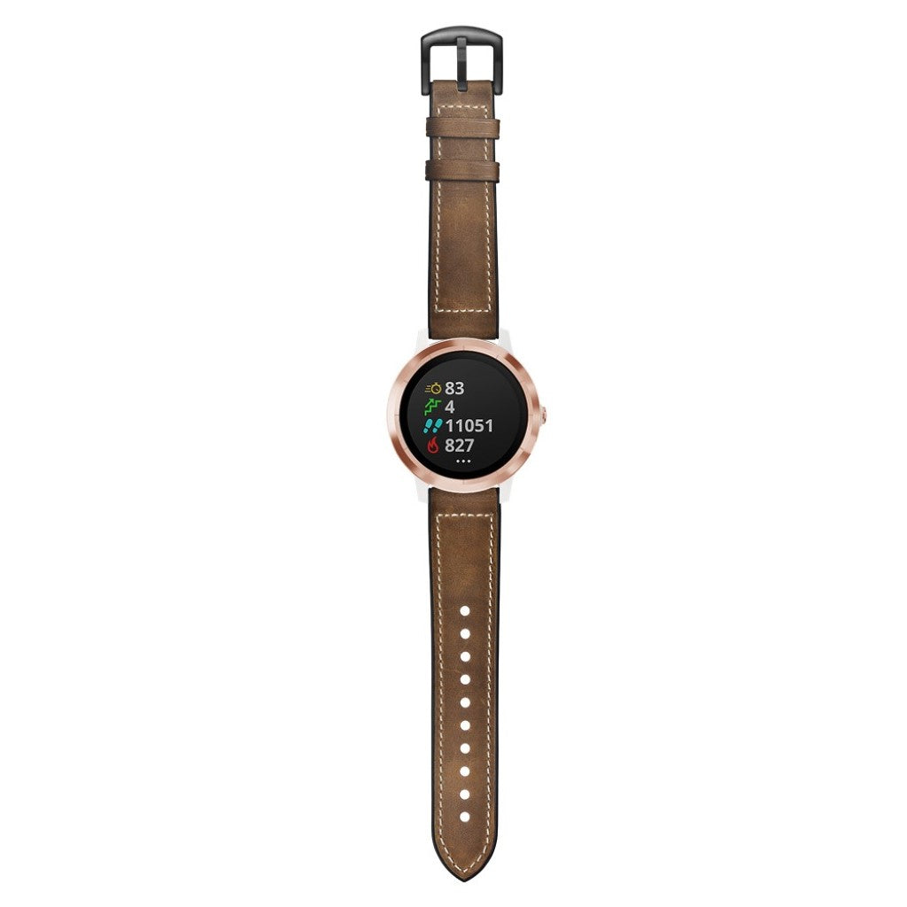 Fed Garmin Vivoactive 3 / Garmin Vivomove HR Ægte læder Rem - Brun#serie_4