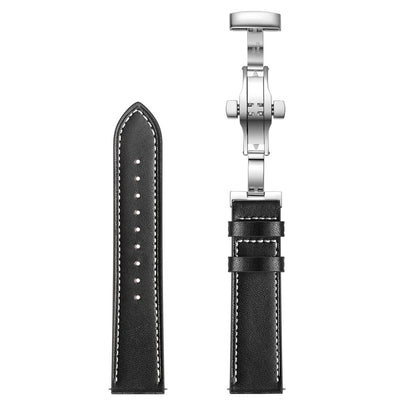 Fed Garmin Vivoactive 3 / Garmin Vivomove HR Ægte læder Rem - Sort#serie_6