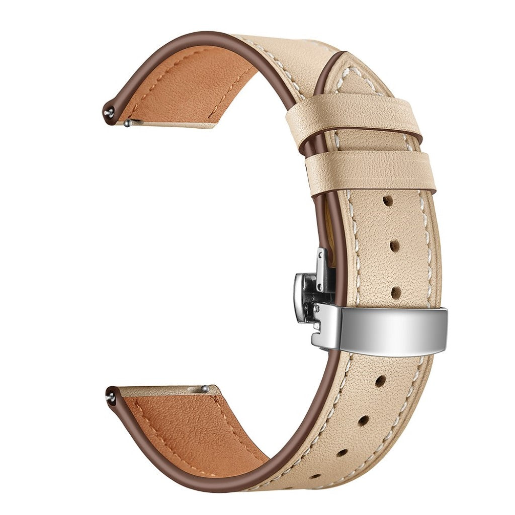 Fed Garmin Vivoactive 3 / Garmin Vivomove HR Ægte læder Rem - Beige#serie_9