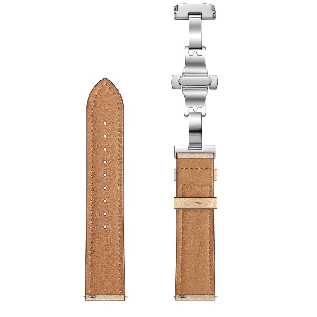 Fed Garmin Vivoactive 3 / Garmin Vivomove HR Ægte læder Rem - Beige#serie_9