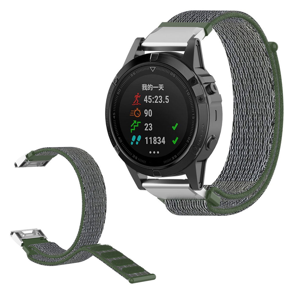 Fremragende Garmin Fenix 6 / Garmin Fenix 5 Nylon Rem - Grøn#serie_8