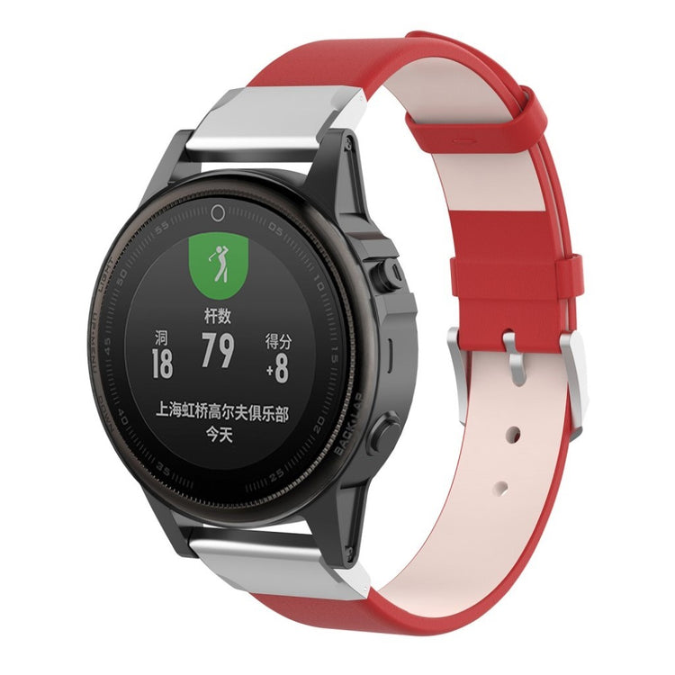 Tidsløst Garmin Fenix 6S / Garmin Fenix 5S Ægte læder Rem - Rød#serie_3