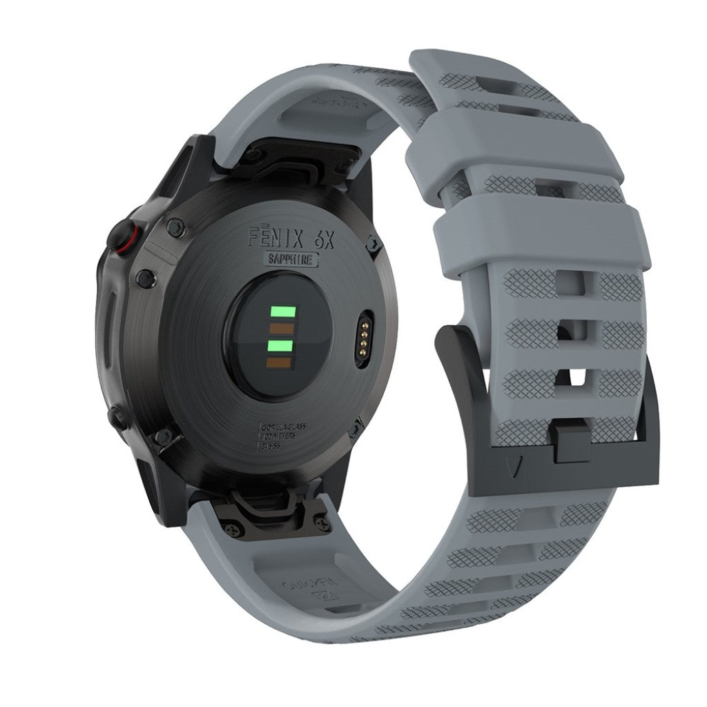 Kønt Garmin Fenix 6X Pro / Garmin Fenix 6X Silikone Rem - Sølv#serie_2