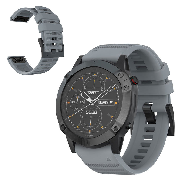 Kønt Garmin Fenix 6X Pro / Garmin Fenix 6X Silikone Rem - Sølv#serie_2