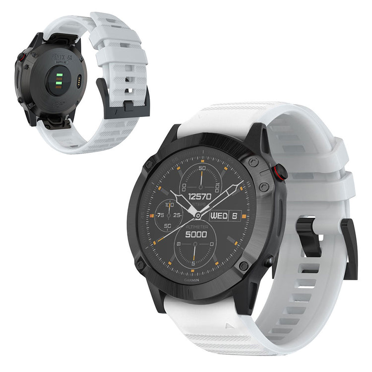 Kønt Garmin Fenix 6X Pro / Garmin Fenix 6X Silikone Rem - Hvid#serie_5