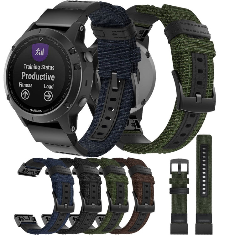 Nydelig Garmin Fenix 5 / Garmin Fenix 5 Plus Ægte læder Rem - Sort#serie_1