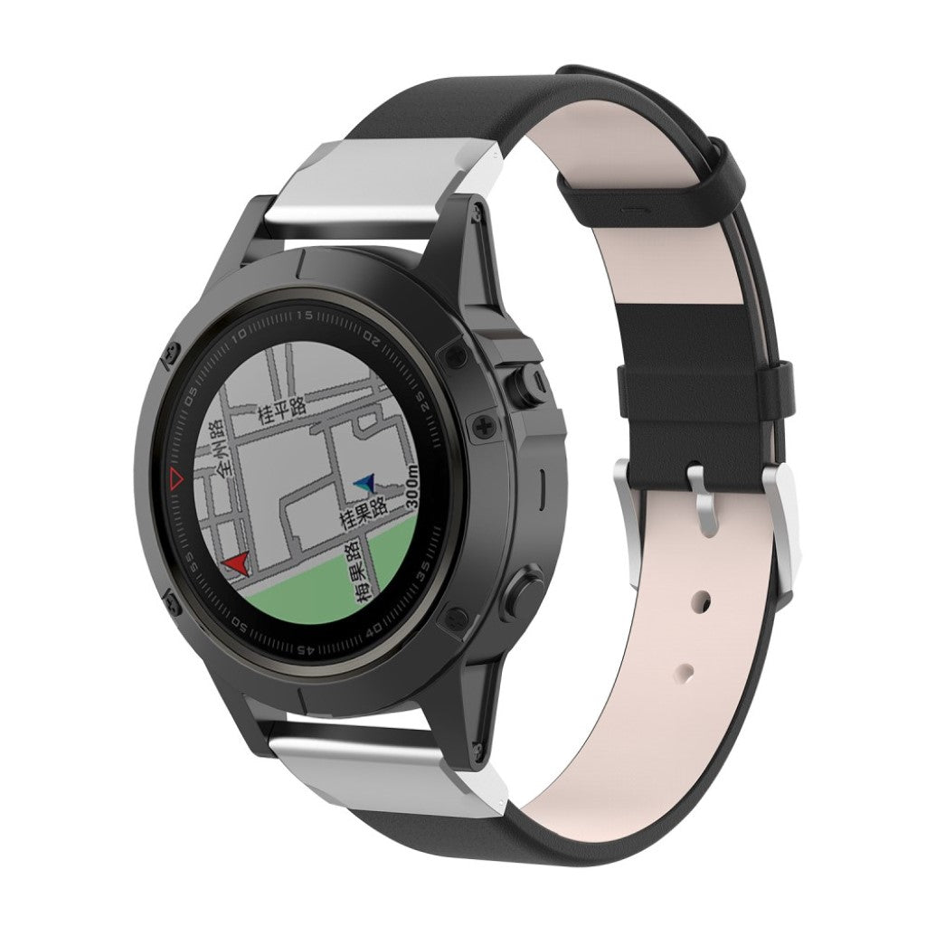 Skøn Garmin Fenix 5X / Garmin Tactix Charlie Kunstlæder Rem - Sort#serie_1