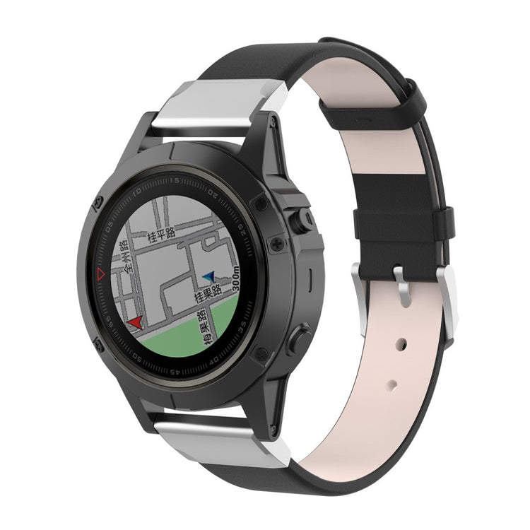 Skøn Garmin Fenix 5X / Garmin Tactix Charlie Kunstlæder Rem - Sort#serie_1