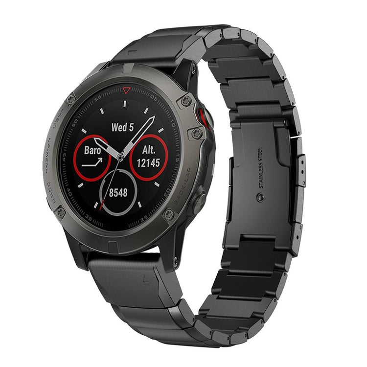 Smuk Garmin Fenix 5X / Garmin Tactix Charlie Metal Rem - Sort#serie_1