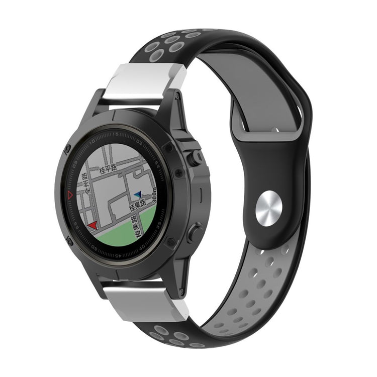 Mega fint Garmin Fenix 5X Silikone Rem - Sølv#serie_1