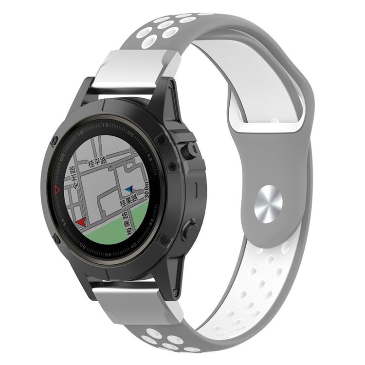 Mega fint Garmin Fenix 5X Silikone Rem - Sølv#serie_3