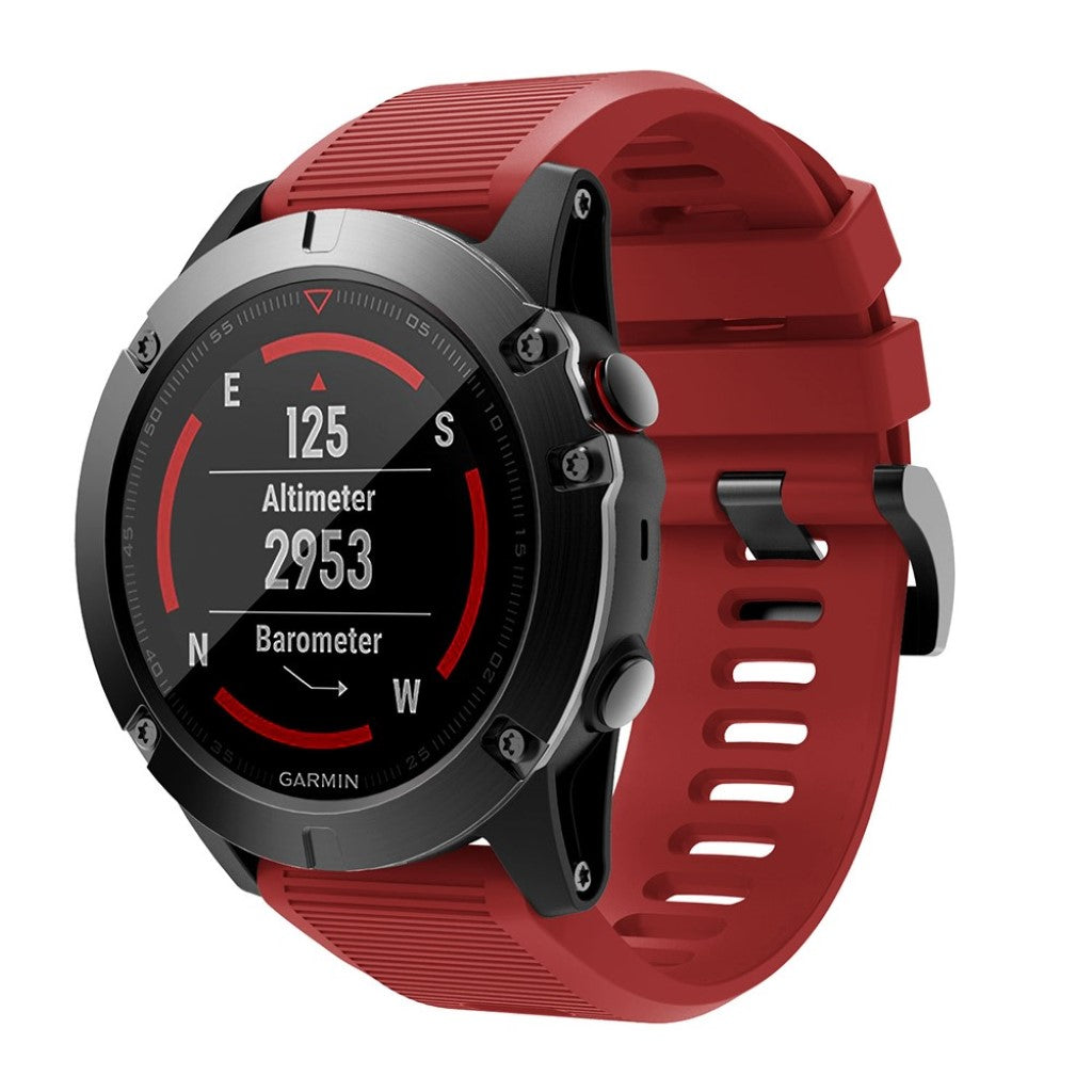 Helt vildt kønt Garmin Fenix 5X Silikone Rem - Rød#serie_10