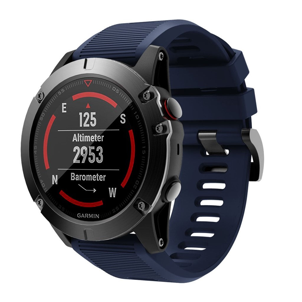 Helt vildt kønt Garmin Fenix 5X Silikone Rem - Blå#serie_11