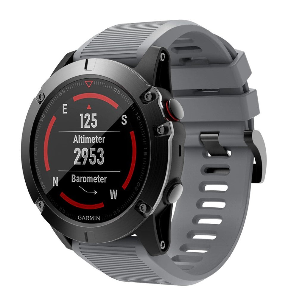 Helt vildt kønt Garmin Fenix 5X Silikone Rem - Sølv#serie_7