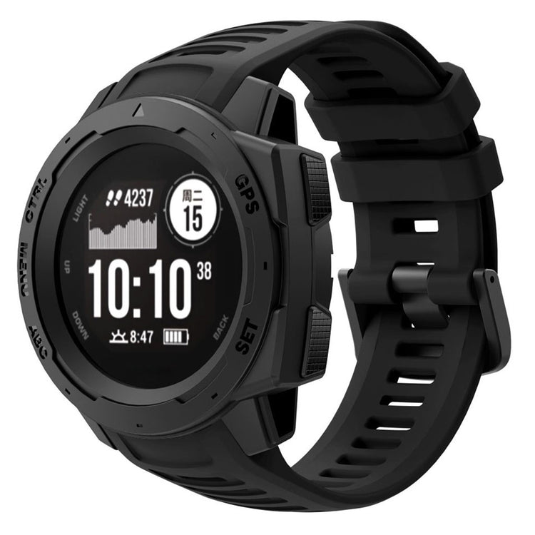 Skøn Garmin Instinct Silikone Rem - Sort#serie_1