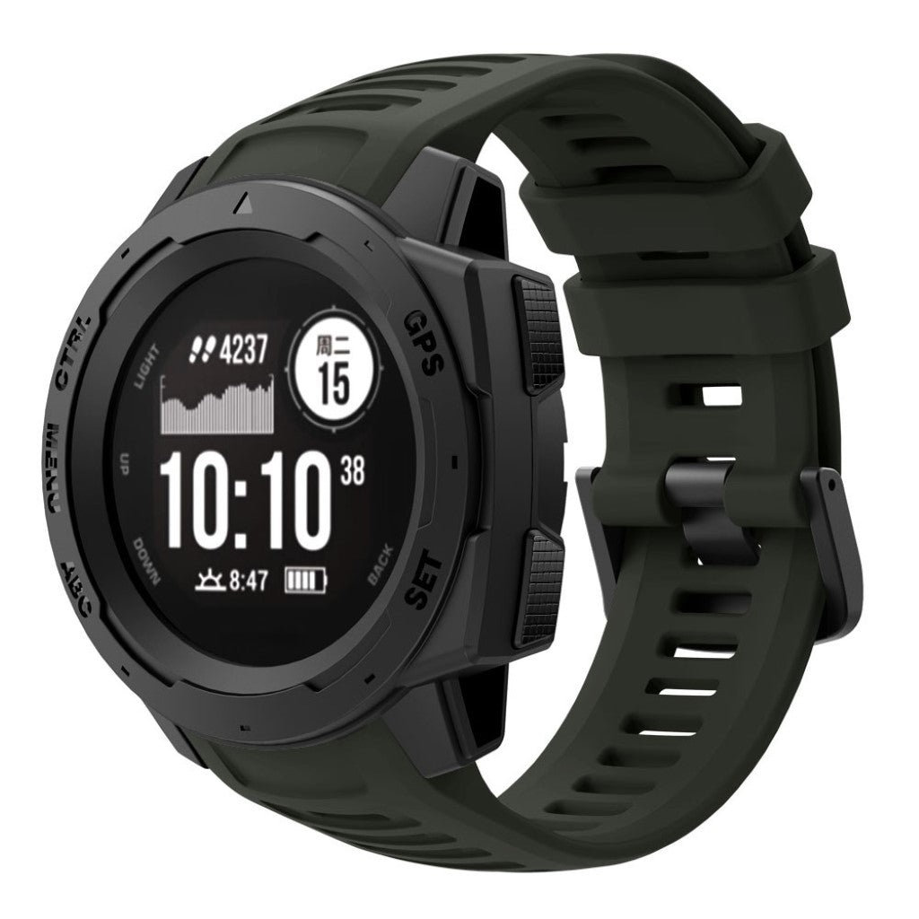 Skøn Garmin Instinct Silikone Rem - Sølv#serie_7