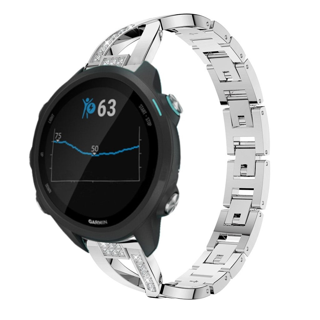 Tidsløst Garmin Forerunner 245 Metal og Rhinsten Rem - Sølv#serie_2