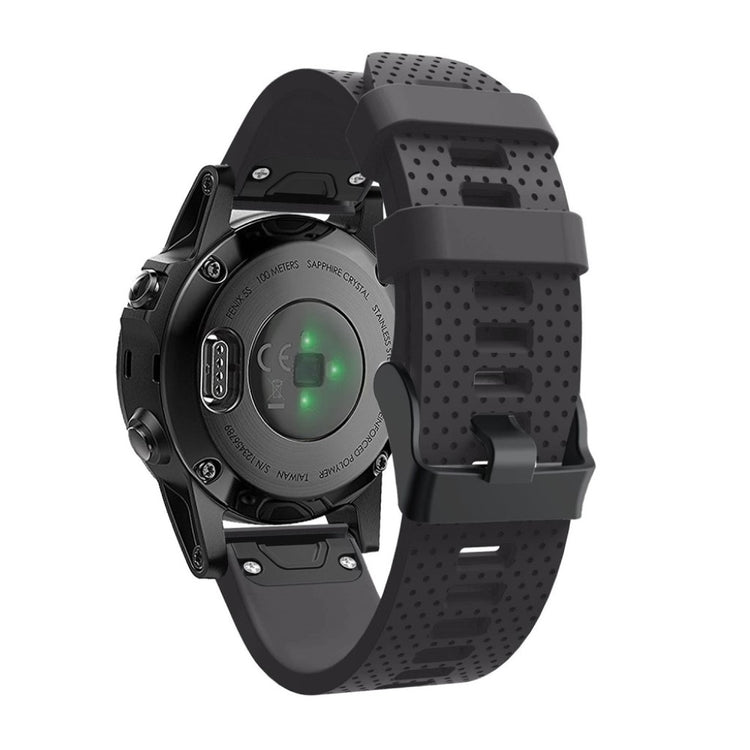 Mega hårdfør Garmin Fenix 5S Plus Silikone Rem - Sort#serie_1